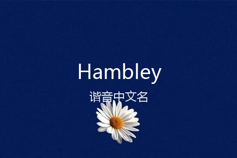 英文名Hambley的谐音中文名